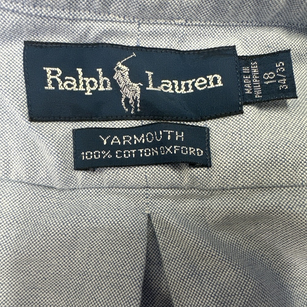 Ralph Lauren Polo Men's Flesh Pony Blue Dress Shirt 18 34/35 - Picture 4 of 7